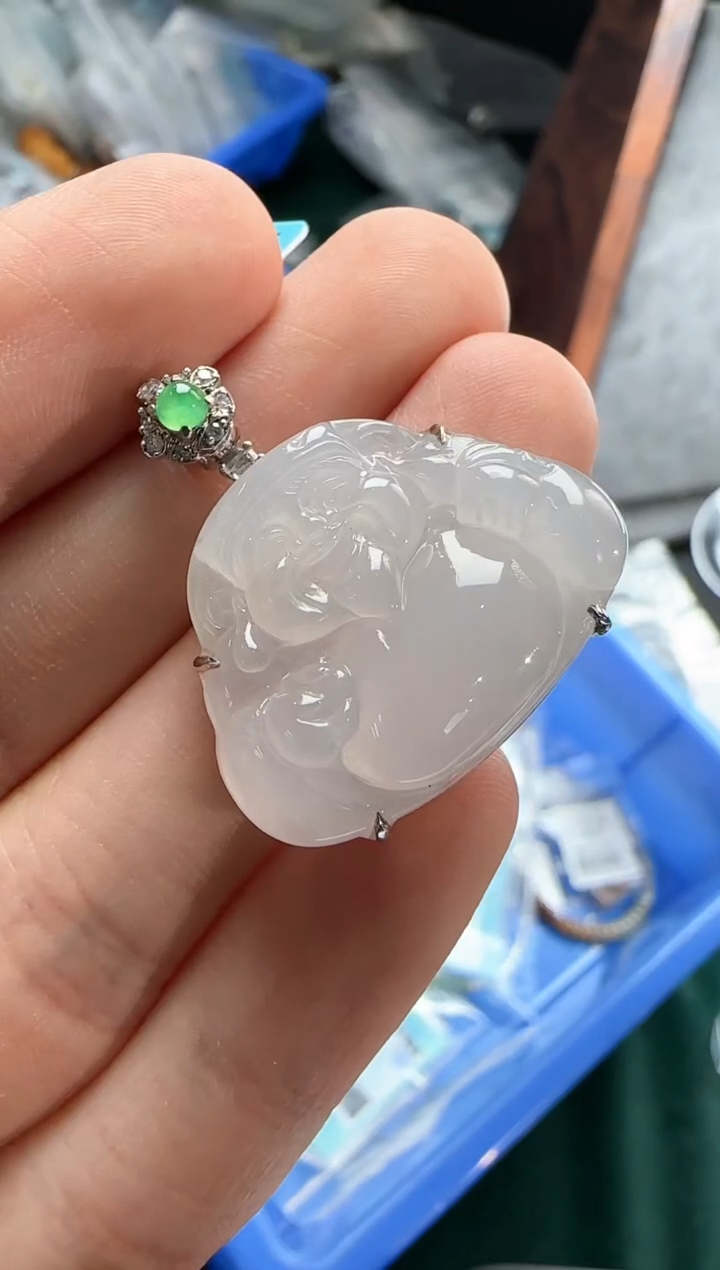 吊坠(不含链)18K金镶嵌翡翠翡翠吊坠