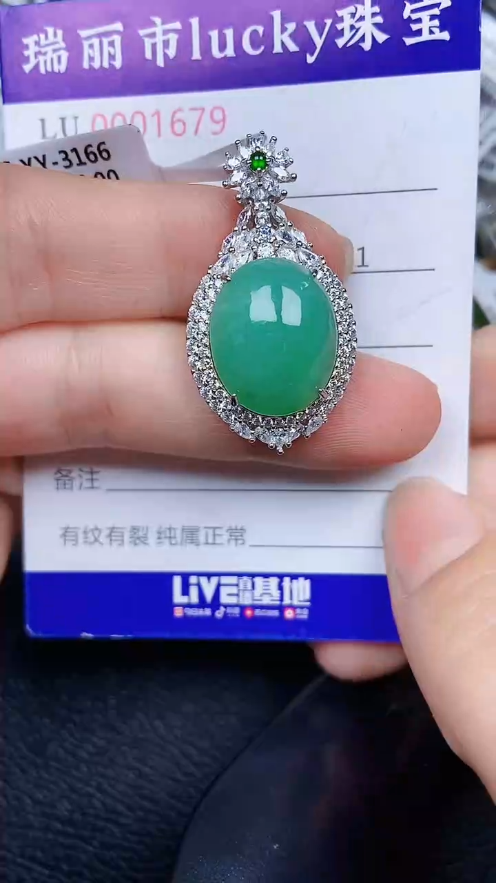 颈饰银S925镶嵌翡翠1679