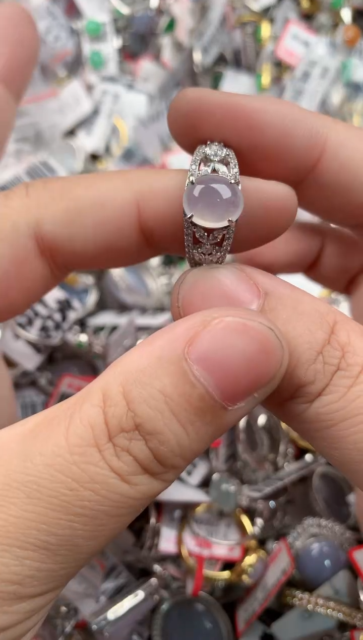 银S925镶嵌戒指翡翠666   5