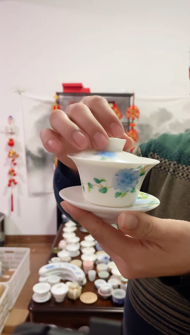 【闪购商品】【瓷心匠物】直播间福利专款绣球花盖碗