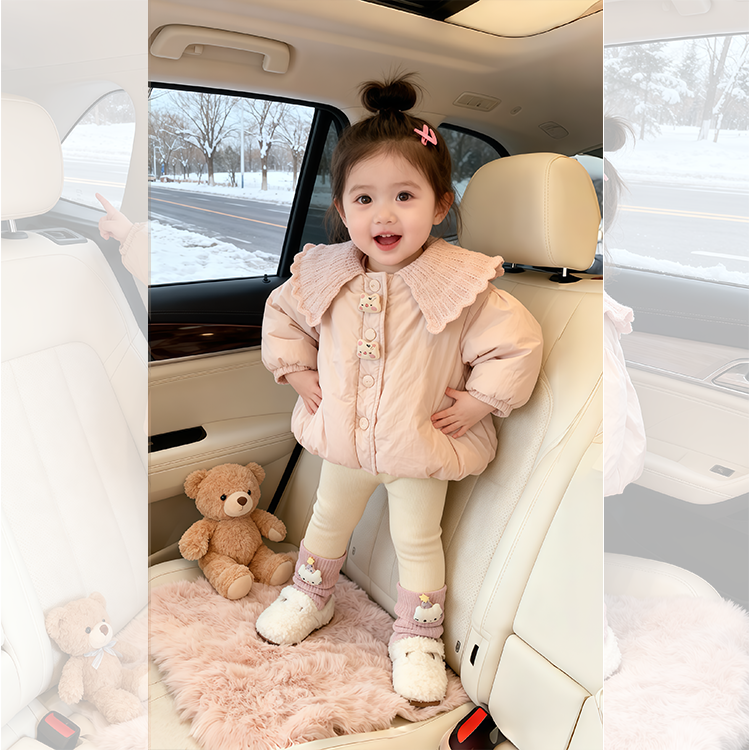 女童冬装棉服套装2025新款女宝宝洋气夹棉外套加绒打底裤两件套潮