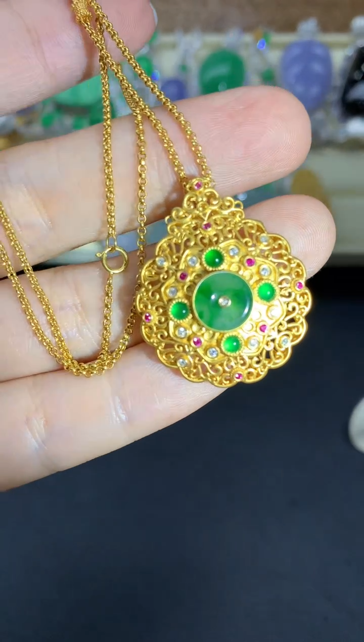 【闪购商品】翡翠颈饰18K金镶嵌465-中国好珍宝