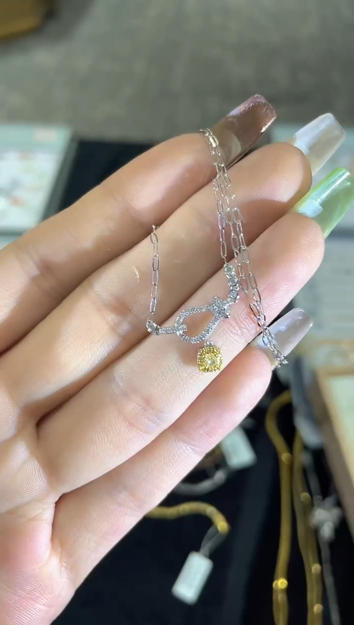 18K金镶嵌项链钻石   YT