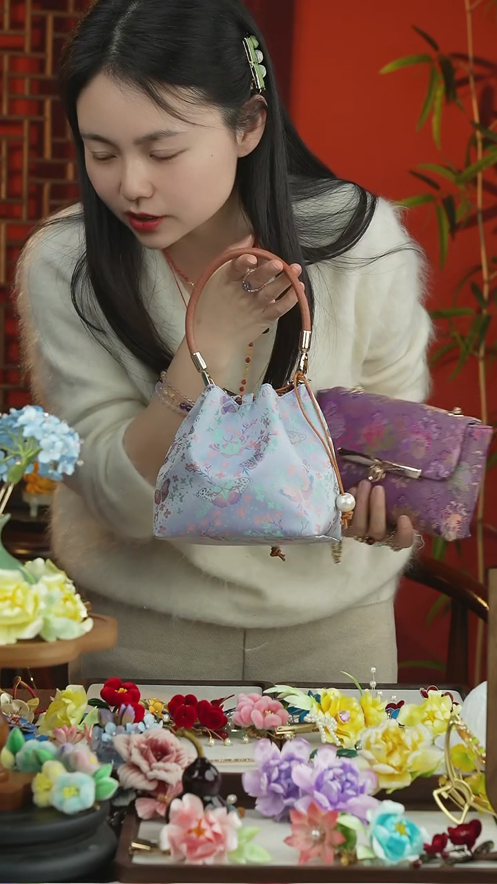 刺绣闪购纯手工非遗国风饰品茶包