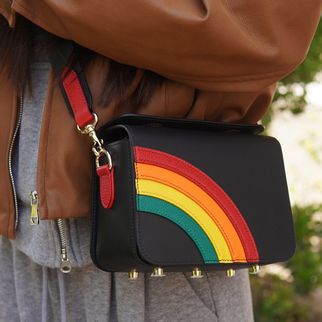 杭城匠作原创彩虹包小众设计手工缝制牛皮斜挎单肩休闲包