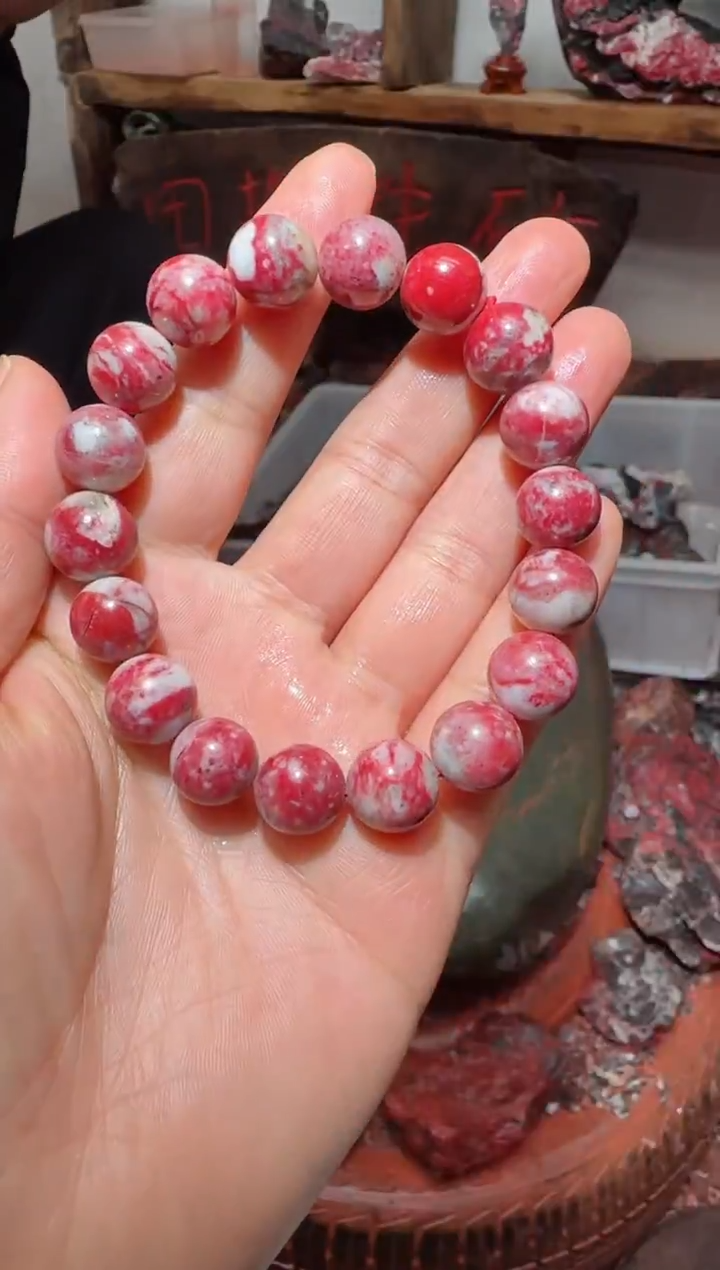 天然辰砂原石手串13