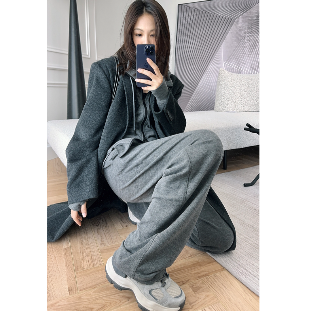 美洋MEIYANG【周天特惠日】假日套装 双拉链连帽卫衣外套直筒裤