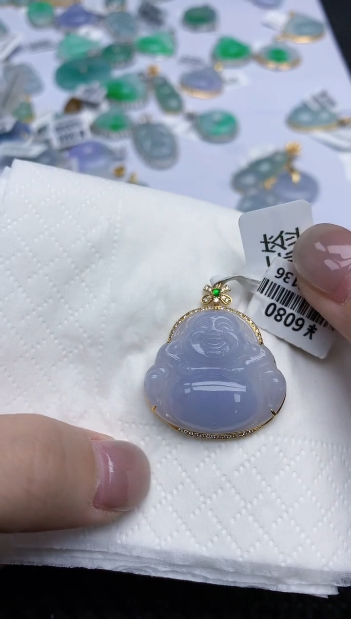 【闪购商品】翡翠颈饰18K金镶嵌天然翡翠A货