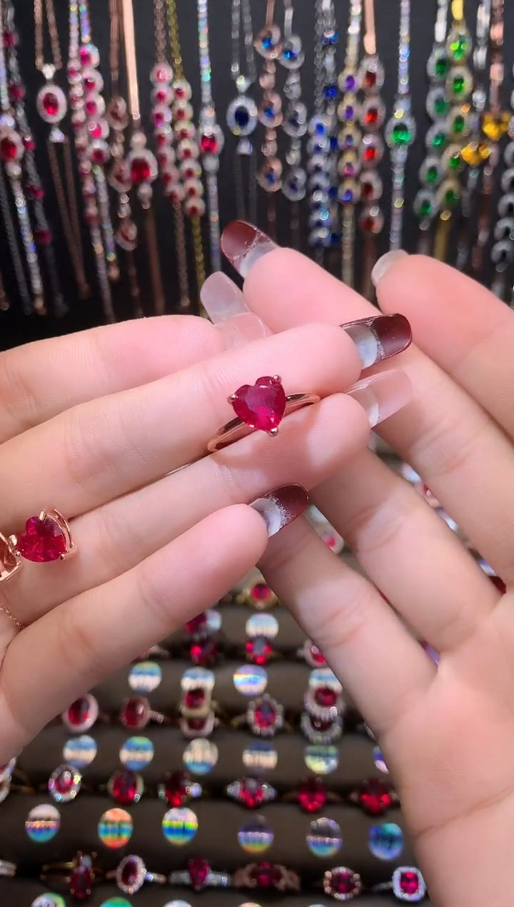 【闪购商品】红宝石戒指银S925镶嵌玫瑰金