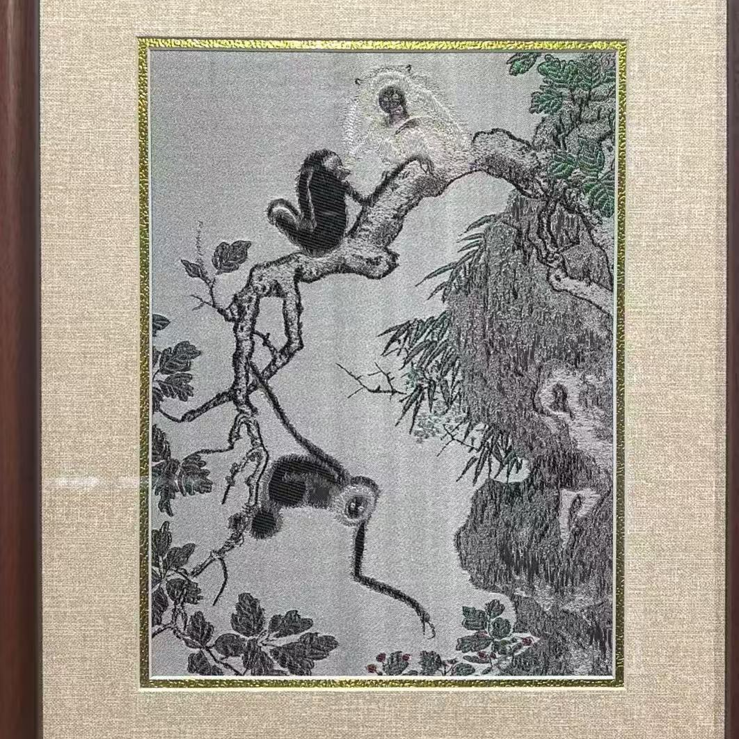 【九良】蜀锦群猿拾果图  2（猴）