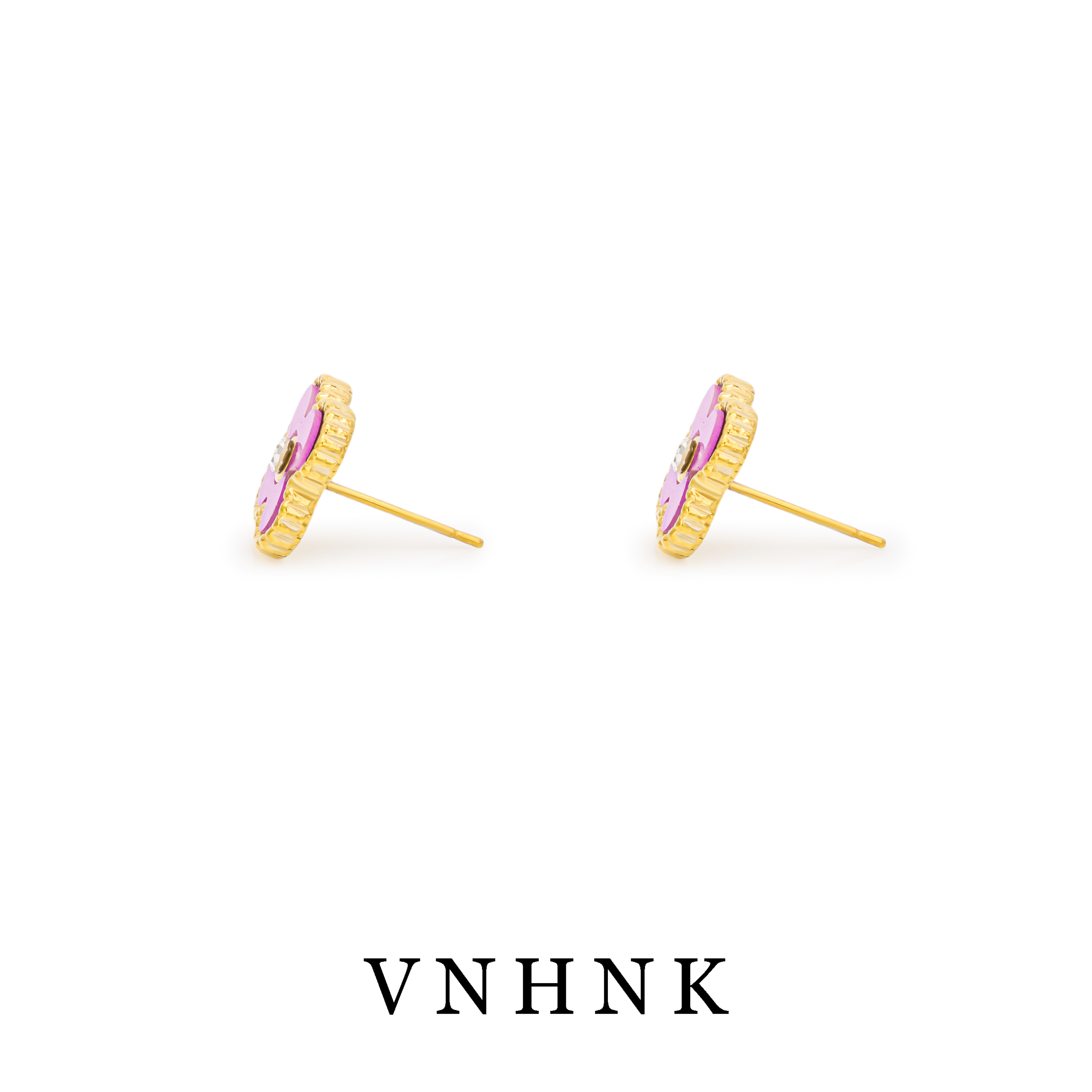 钛钢合成锆石耳饰 美可儿   T655   金色时尚百搭耳环