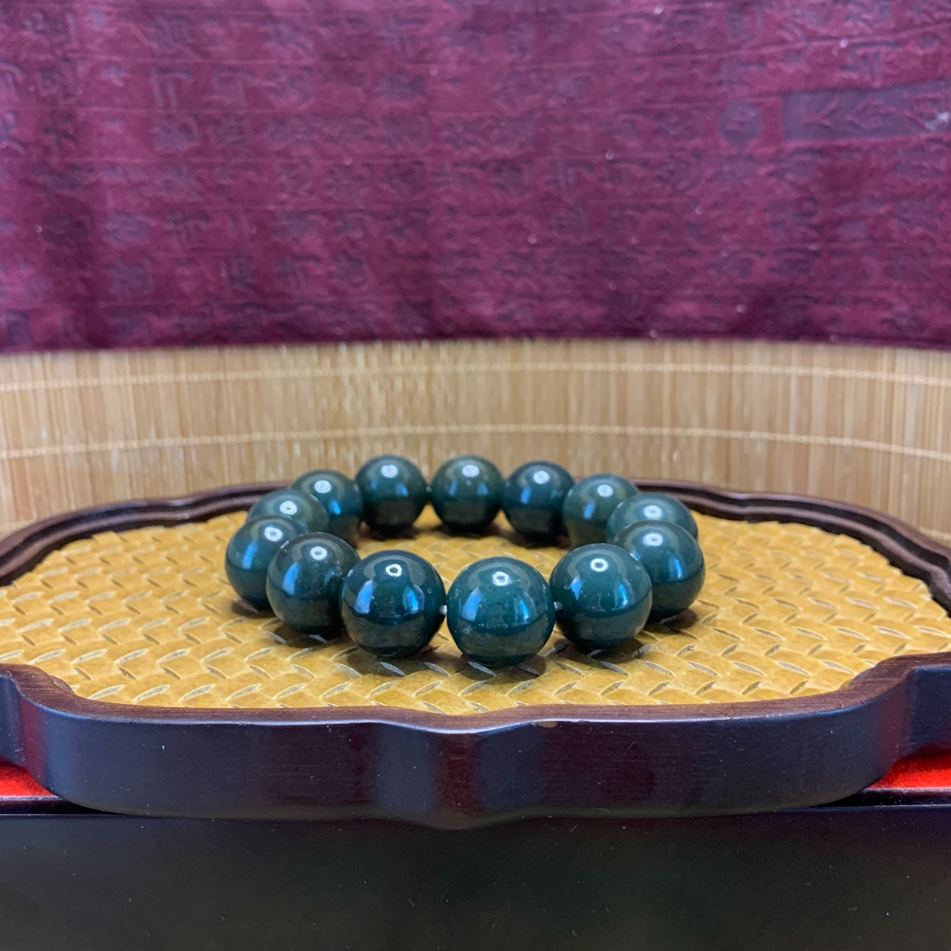 Q和田玉且末圆珠手串（卡18）0556