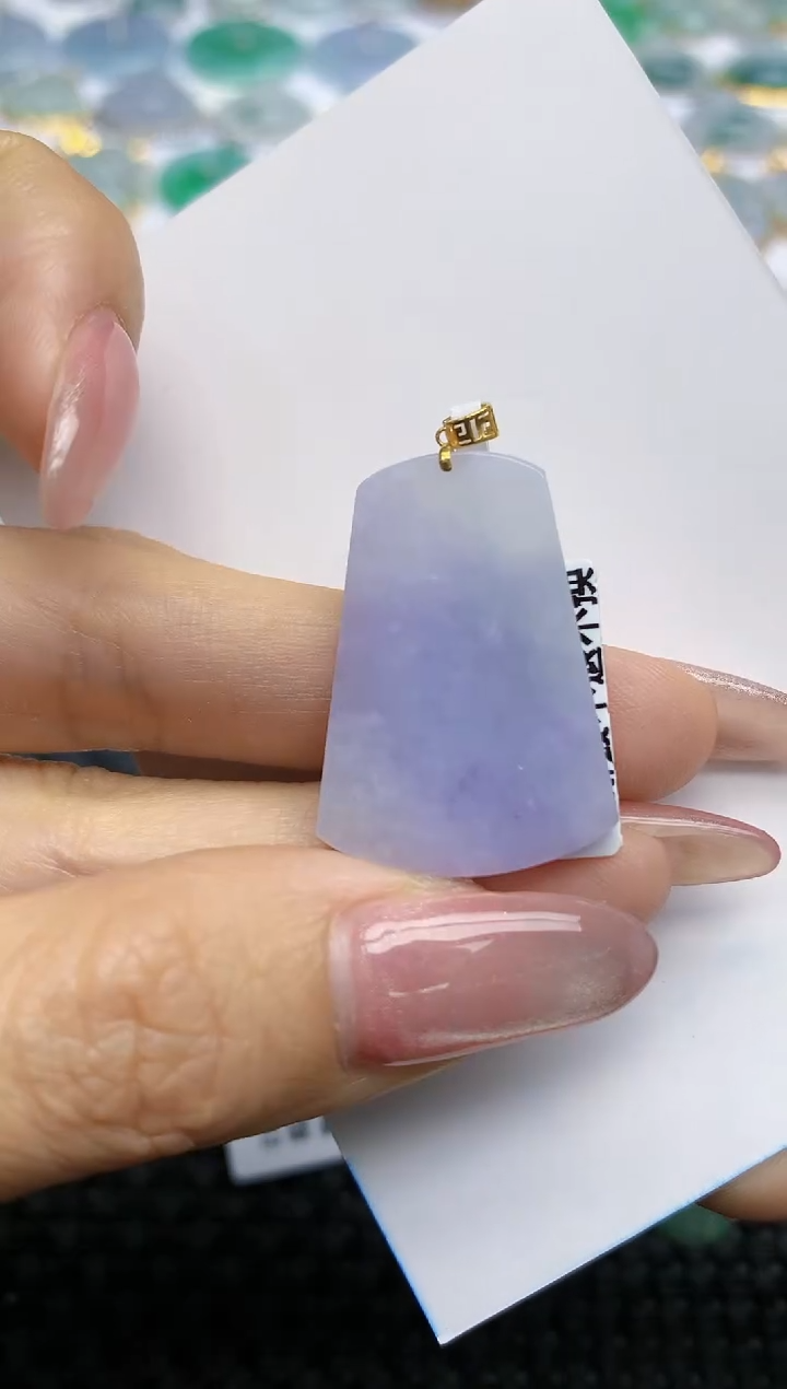 【闪购商品】翡翠挂件18K金镶嵌天然翡翠A货