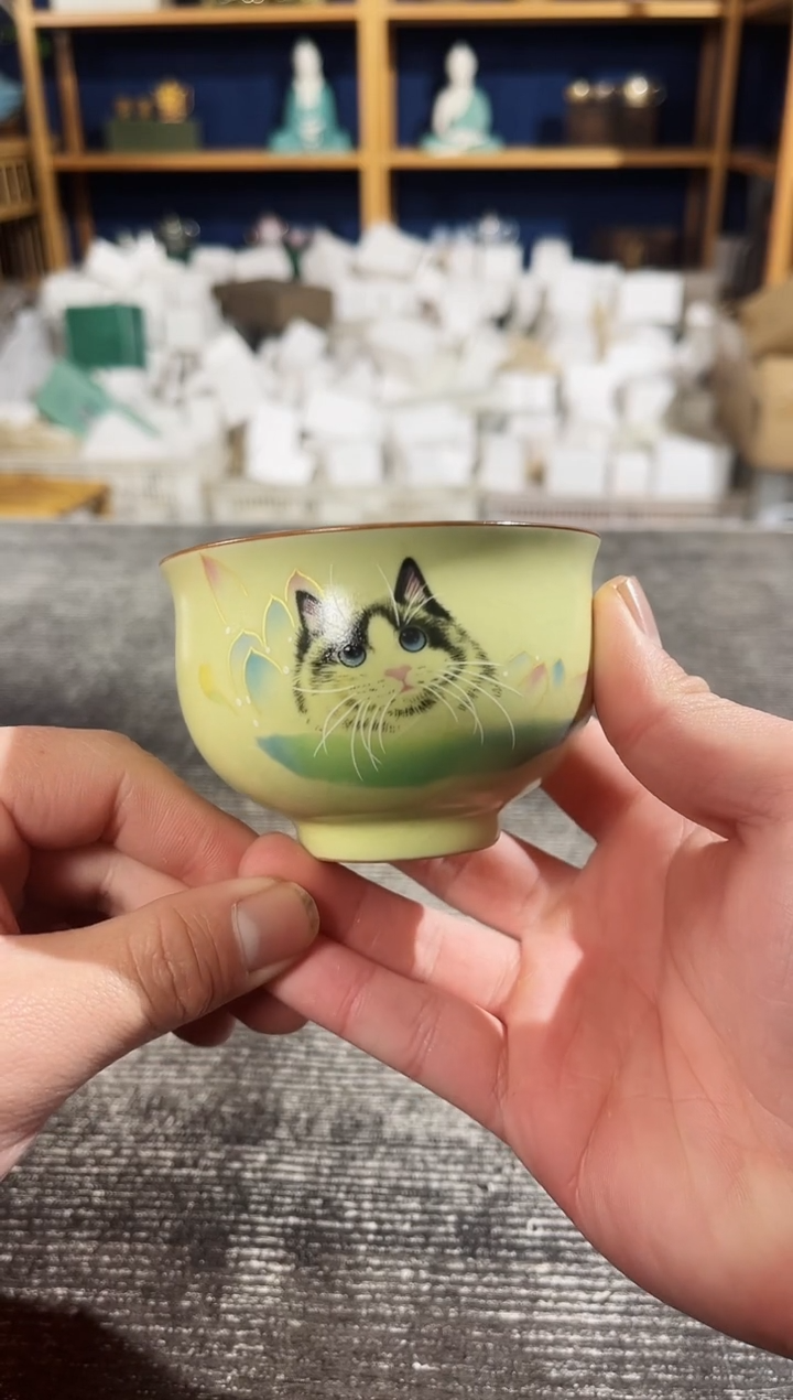 【闪购商品】其他黄汝猫咪铜钱杯