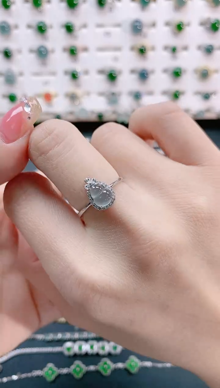 【闪购商品】翡翠戒指银S925镶嵌天然翡翠