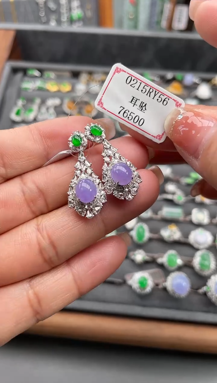 【闪购商品】翡翠耳饰18K金镶嵌0215RY56