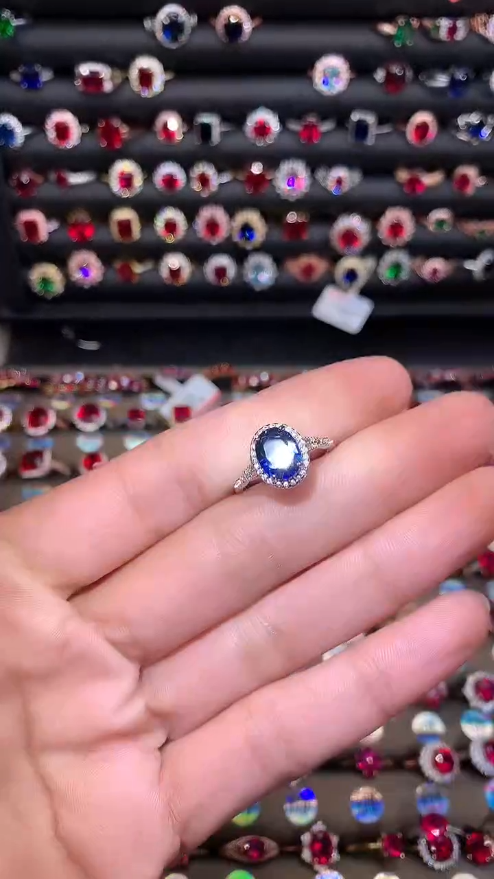 【闪购商品】蓝宝石戒指银S925镶嵌银色7.9