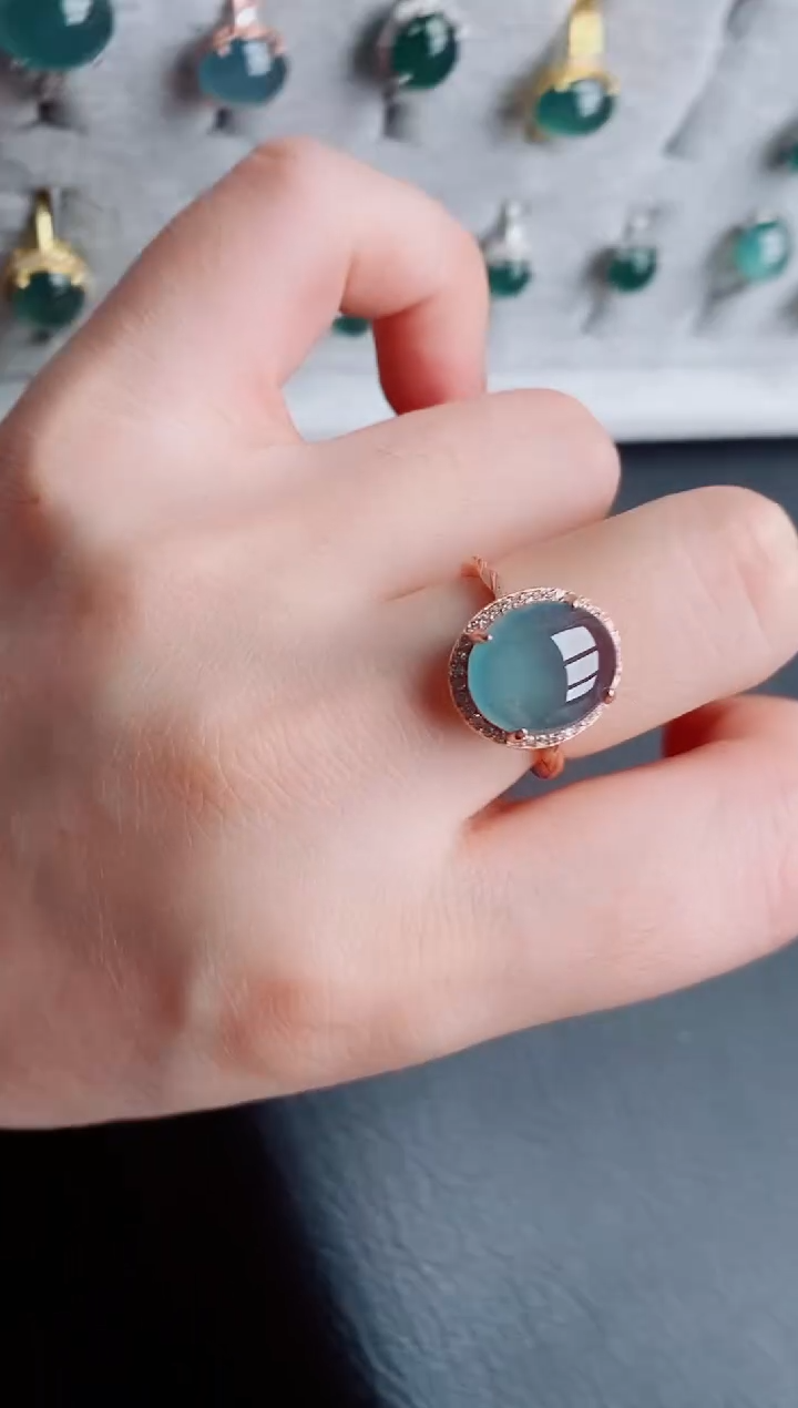 【闪购商品】翡翠戒指银S925镶嵌天然a货翡翠169