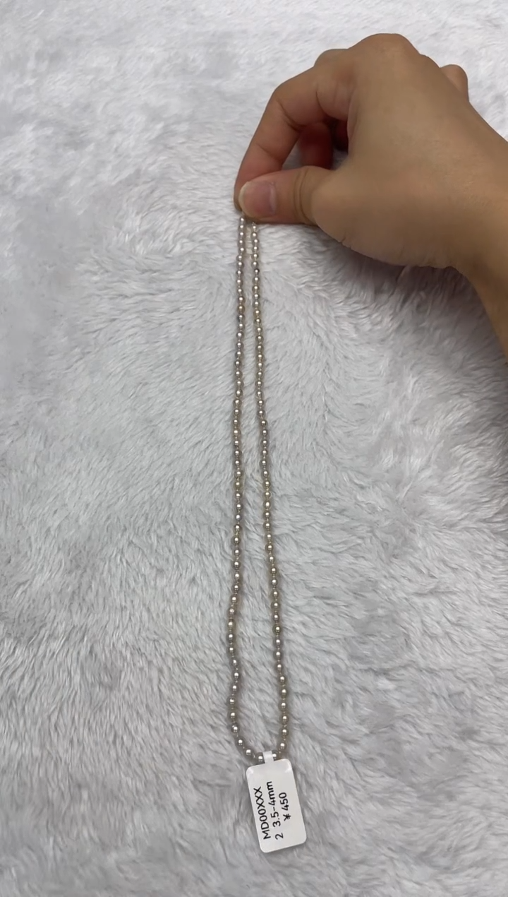 海水珍珠银S925镶嵌项链AK真多麻3.5-4mm（多样性发一）