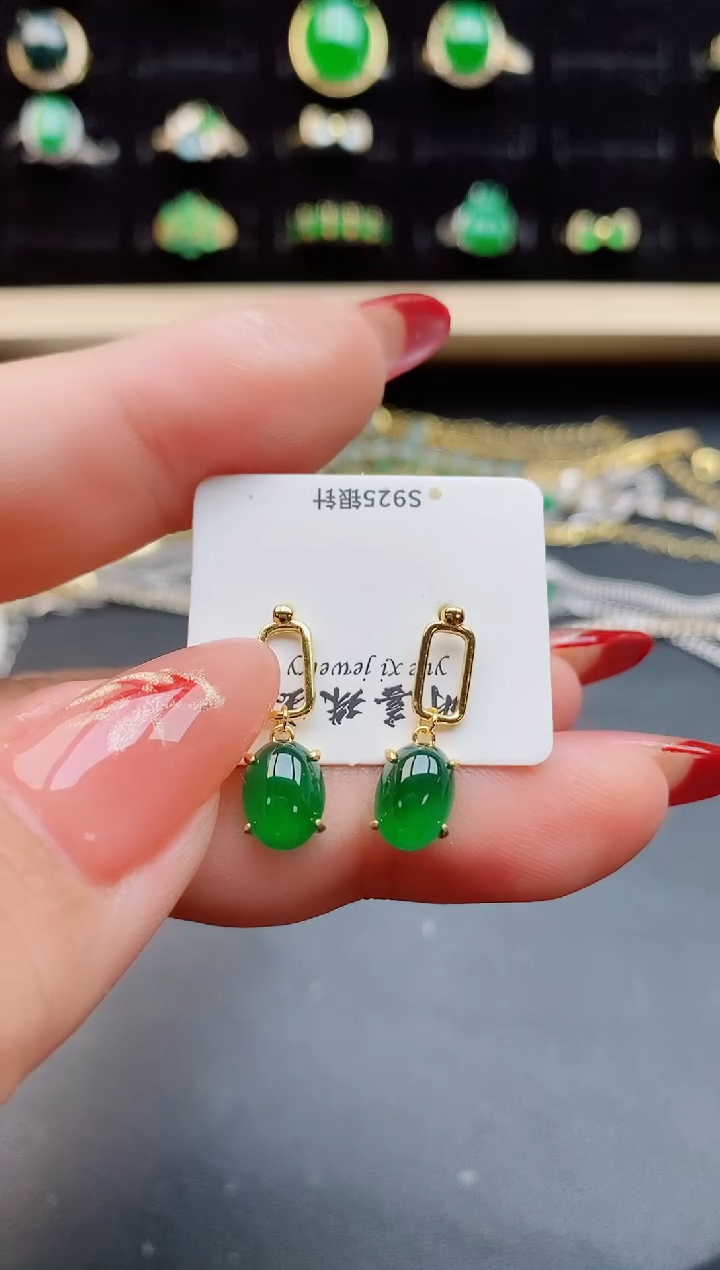 【闪购商品】翡翠耳饰银S925镶嵌5080550