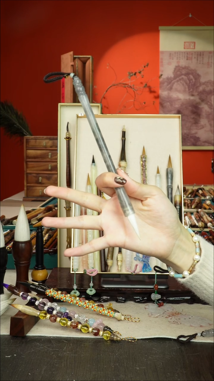 204号闪孤品高货毛笔链接 清水试笔 蘸墨不退