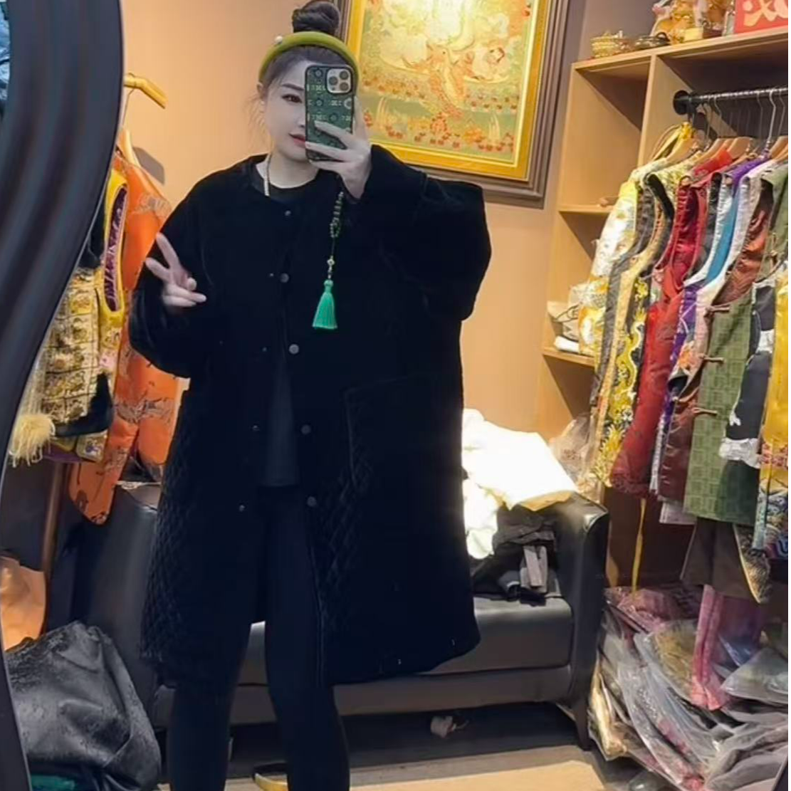 上新价~深圳9333加棉大版棉服南油高定显瘦中长款棉外套大码棉服