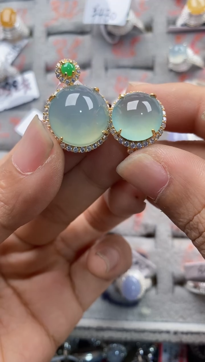 银S925镶嵌戒指翡翠555---6