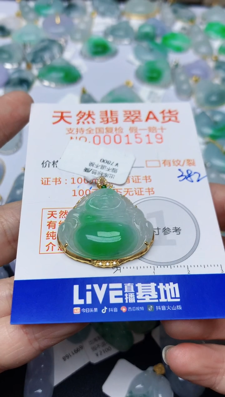 【闪购商品】翡翠颈饰18K金镶嵌天然翡翠A货   