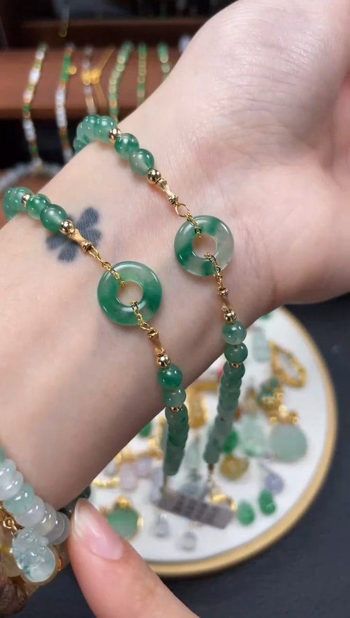 【闪购商品】石英质玉套链18K金镶嵌多样性发货一个  JK305