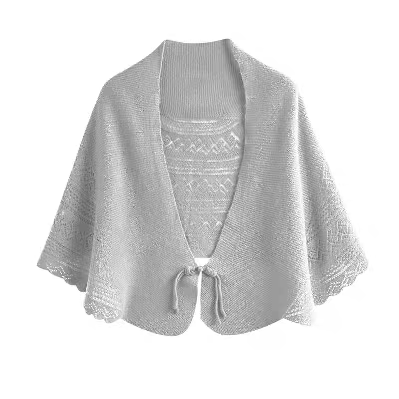 100羊毛国风镂空针织披肩小围巾