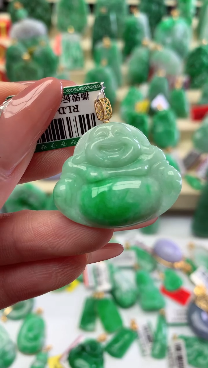 【闪购商品】翡翠颈饰18K金镶嵌挂件