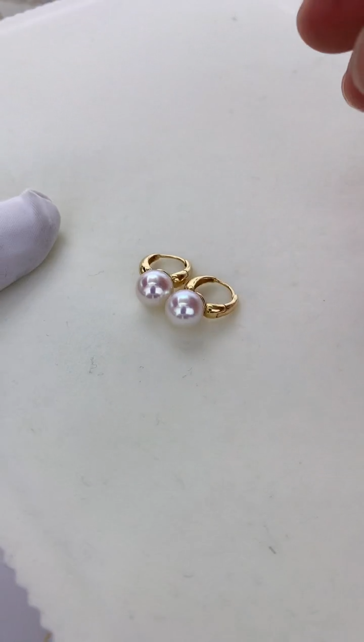 【闪购商品】海水珍珠耳饰18K金镶嵌耳扣8.5-9