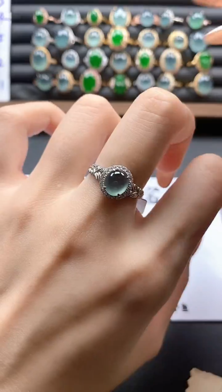 银S925镶嵌戒指翡翠51151