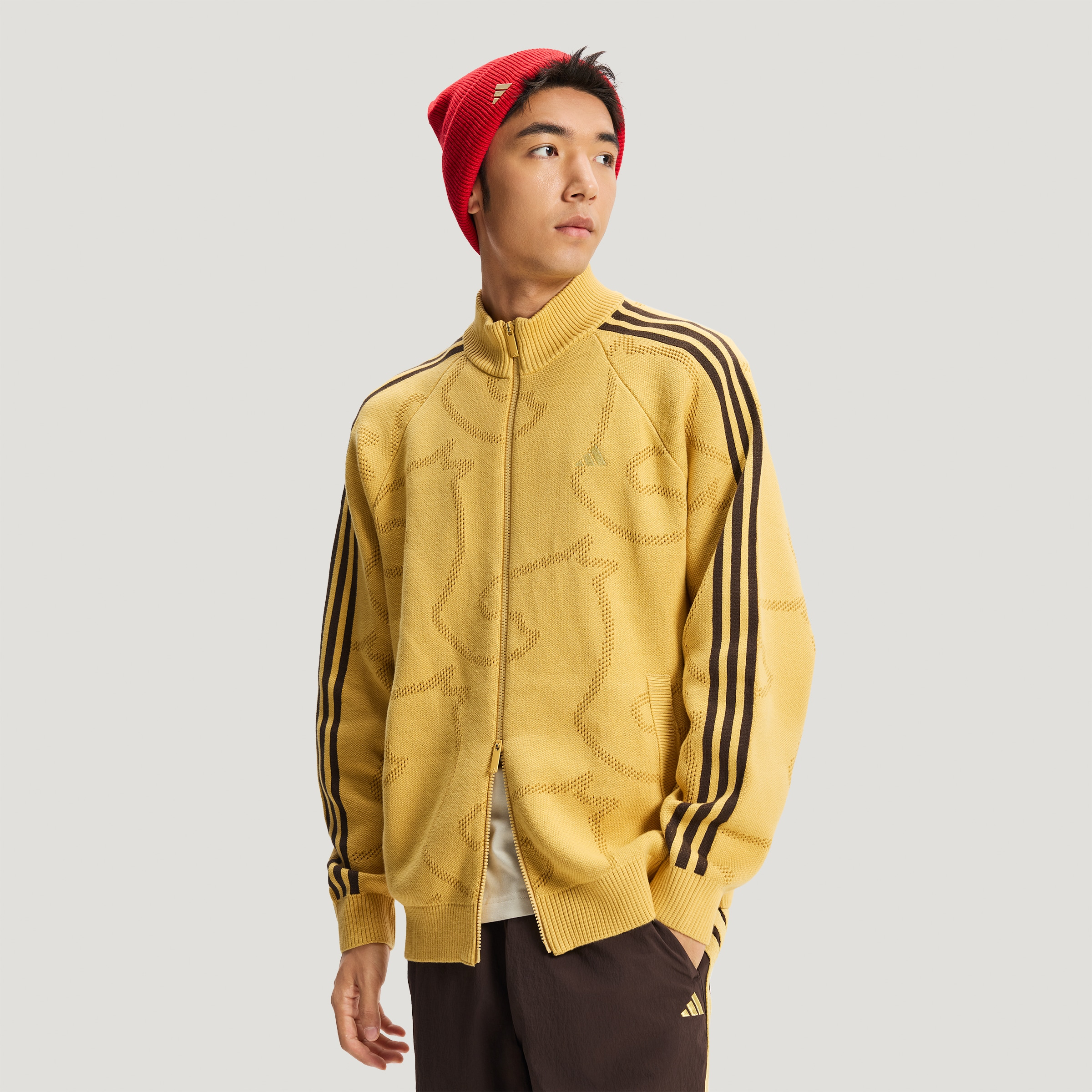 adidas阿迪达斯Originals新年拉链运动休闲宽松针织开衫KE4061