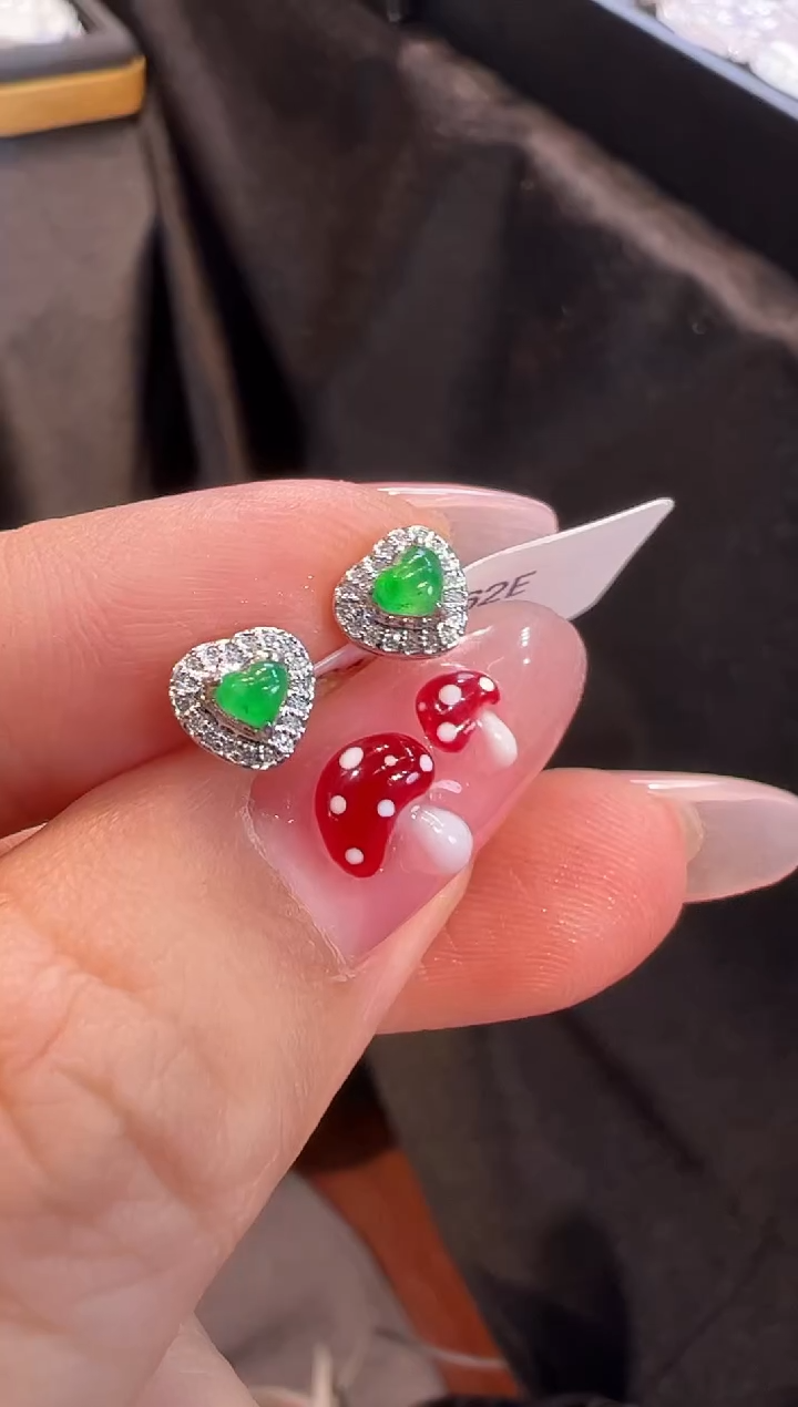 【闪购商品】翡翠耳饰18K金镶嵌耳饰