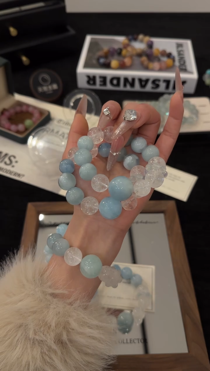 未镶嵌手链水晶海蓝宝多宝x3659