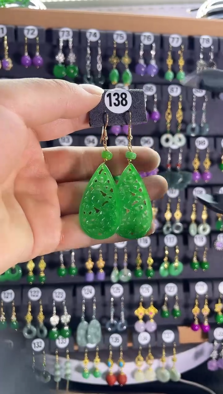 【闪购商品】翡翠耳饰银S925镶嵌138..