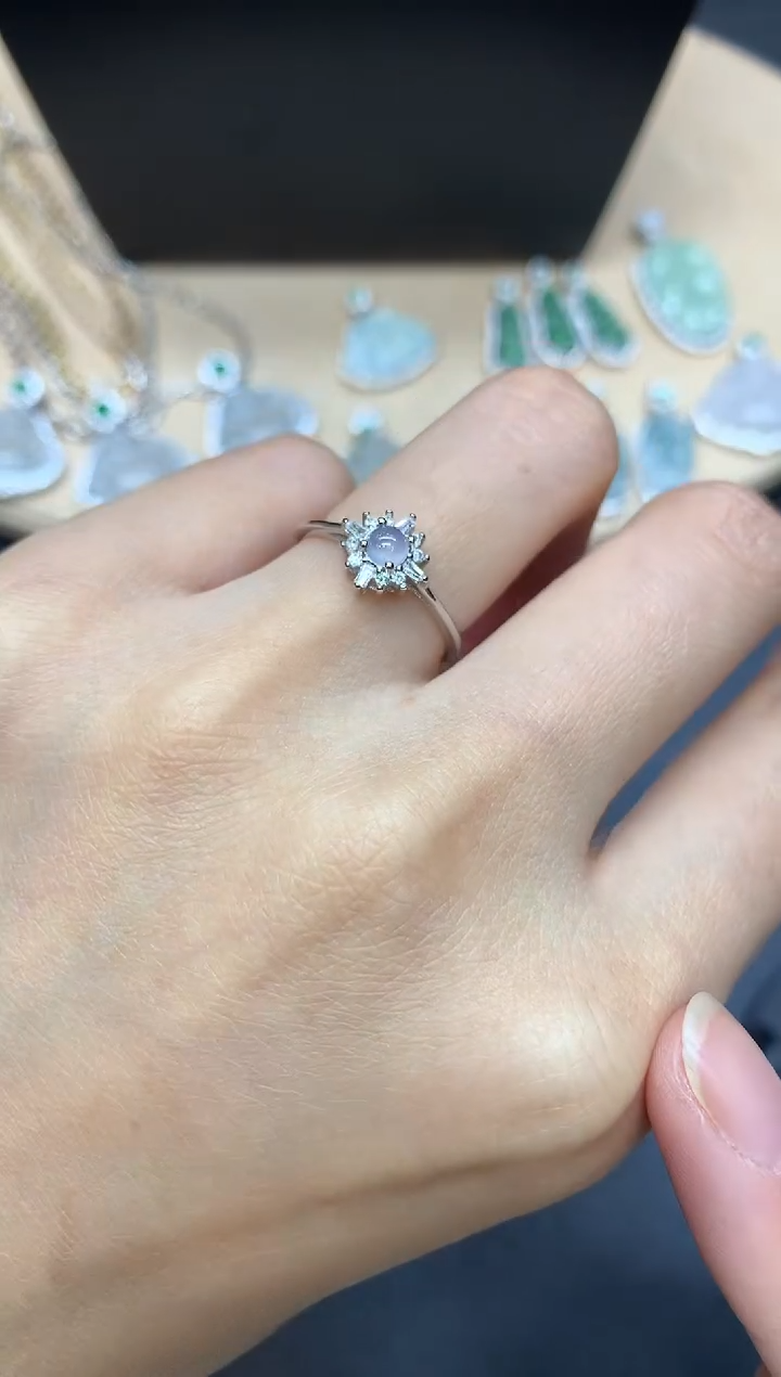 【闪购商品】翡翠戒指银S925镶嵌蛋面【多样性发其一】