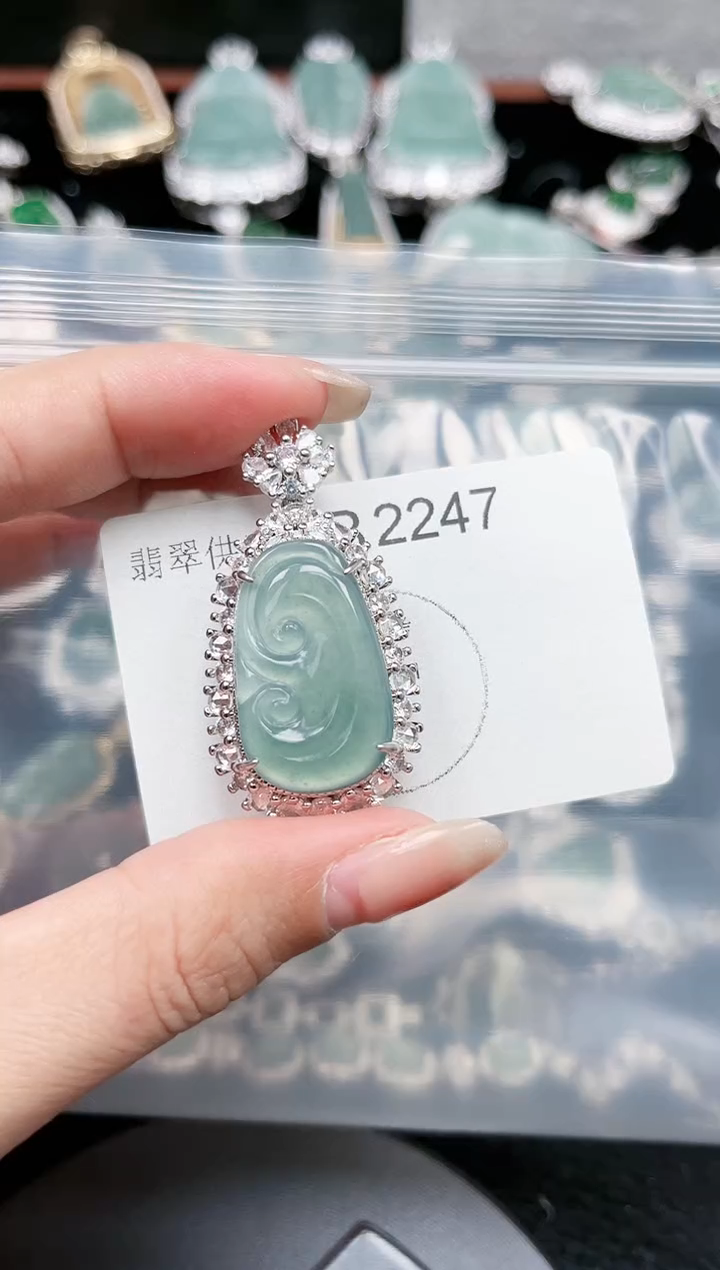 【闪购商品】翡翠颈饰未镶嵌赠皮绳2247