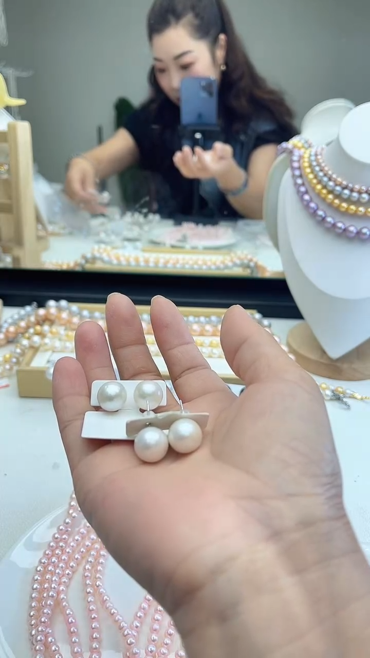 未镶嵌耳饰淡水珍珠白色系素钉