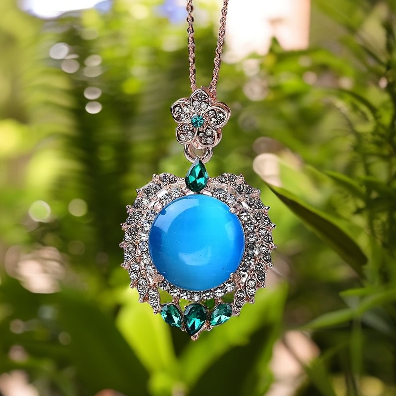 B273-精品时尚国际奢饰瑰宝蓝色吊坠礼盒配链子