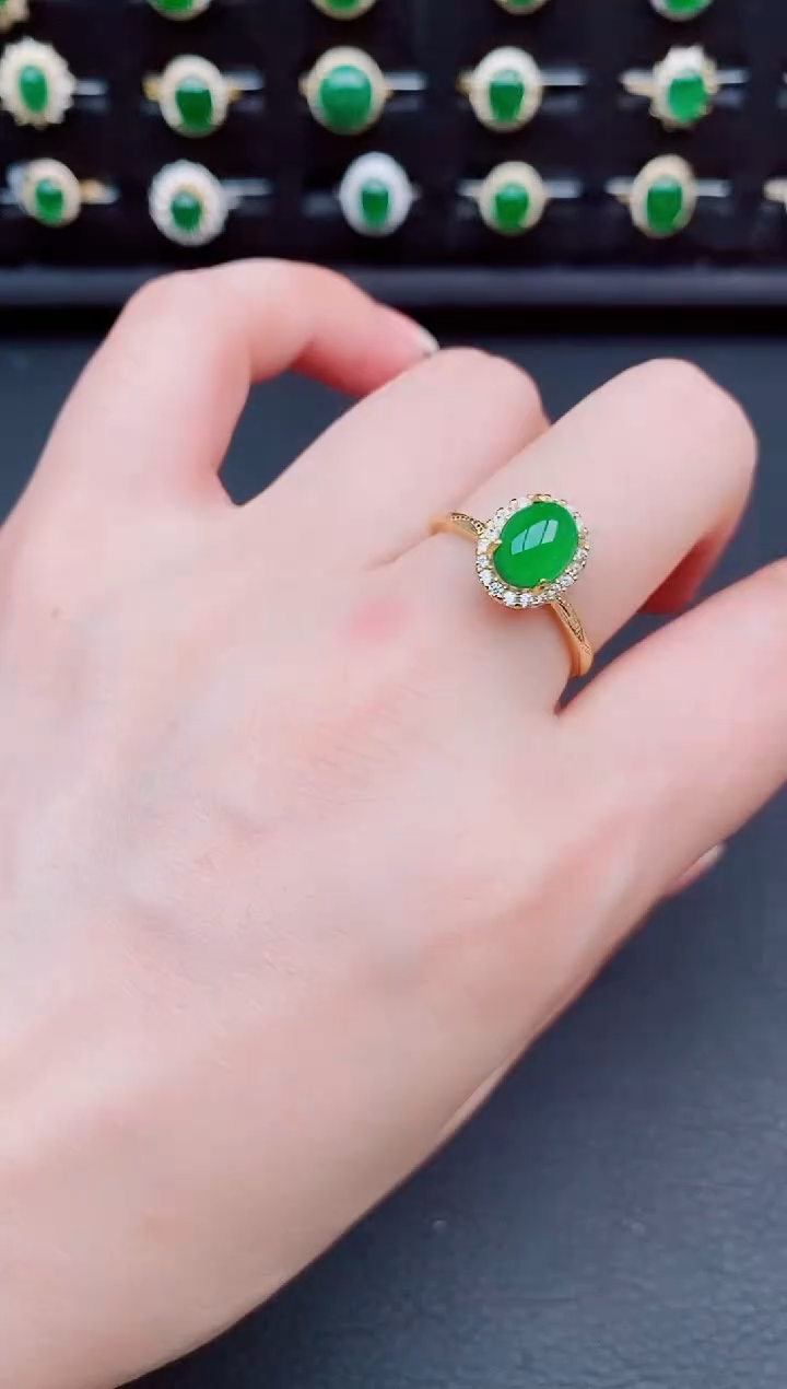 翡翠戒指银S925镶嵌天然a货翡翠21