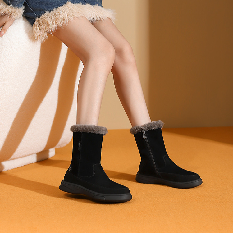 【专柜同款】2024冬季新款羊毛加绒保暖通勤雪地靴棉靴短靴HA246103
