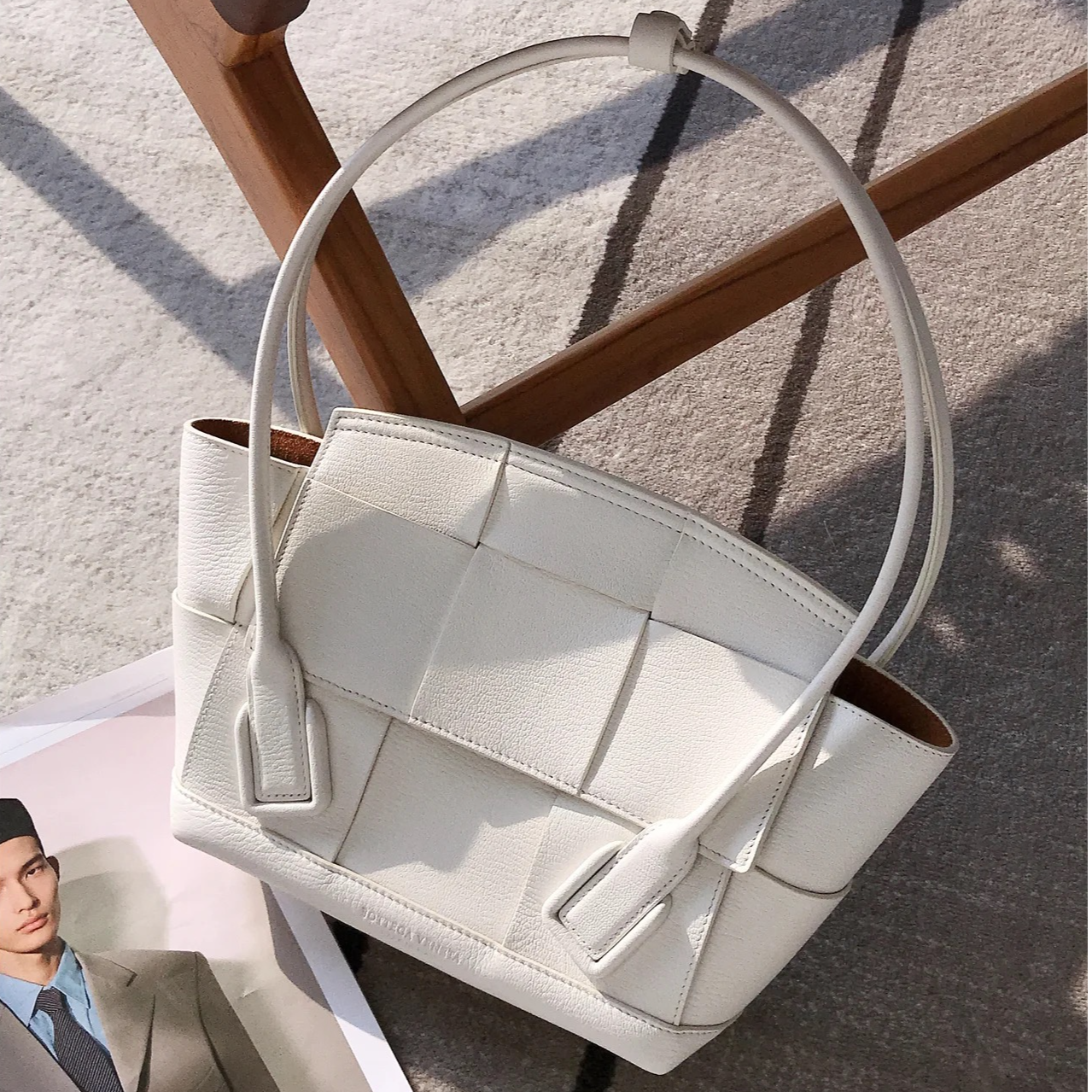 95新 BOTTEGA VENETA/葆蝶家 7姐专场/白色arco 手拎包