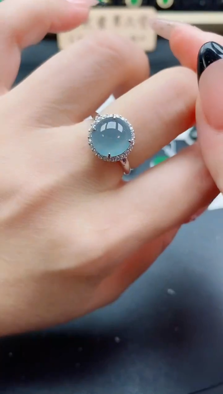 银S925镶嵌戒指翡翠1