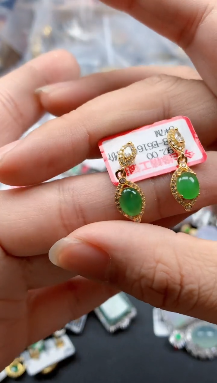 银S925镶嵌戒指翡翠天然A货缅甸翡翠