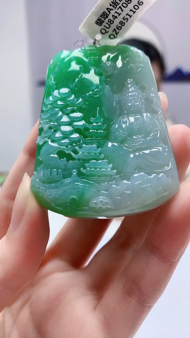 【闪购商品】定制翡翠未镶嵌0405zm-毛货挂件山水134