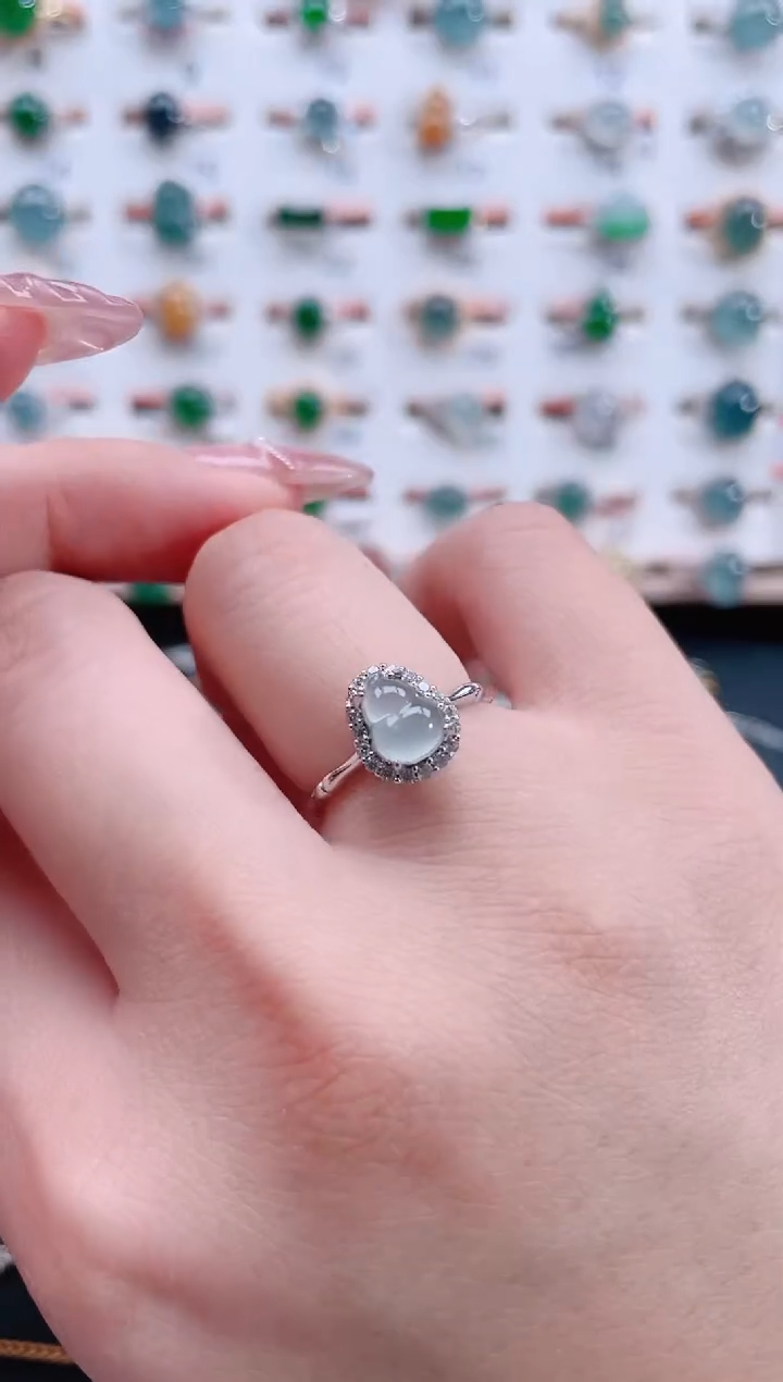 银S925镶嵌戒指翡翠天然翡翠