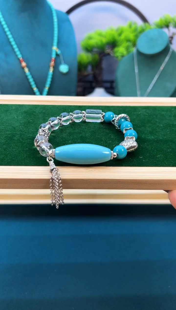 水晶手链银S925镶嵌S460         