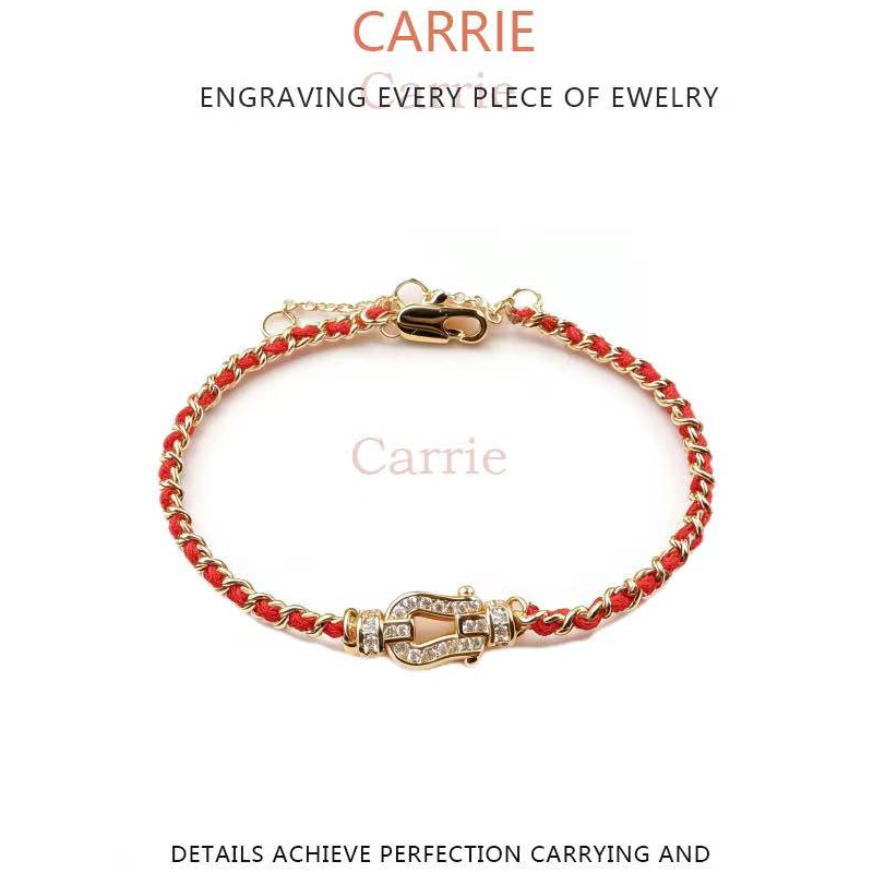 【V金版本】CNC工艺-马蹄满钻红绳时尚轻奢手链